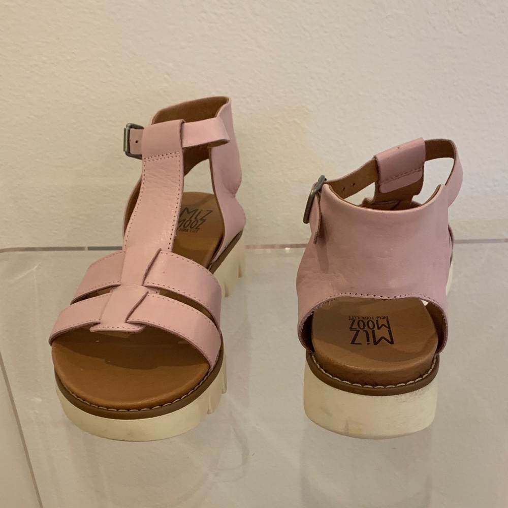 Miz Mooz Pink T-Strap Leather Sandals - Picture 6 of 7